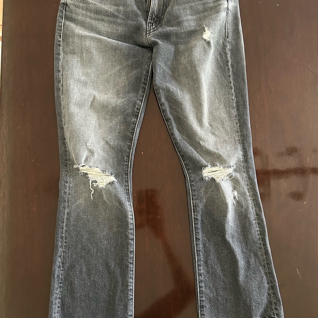 Mother Jeans Insider Crop Step Chew Destroyed Grey / Black Washed Sz 26